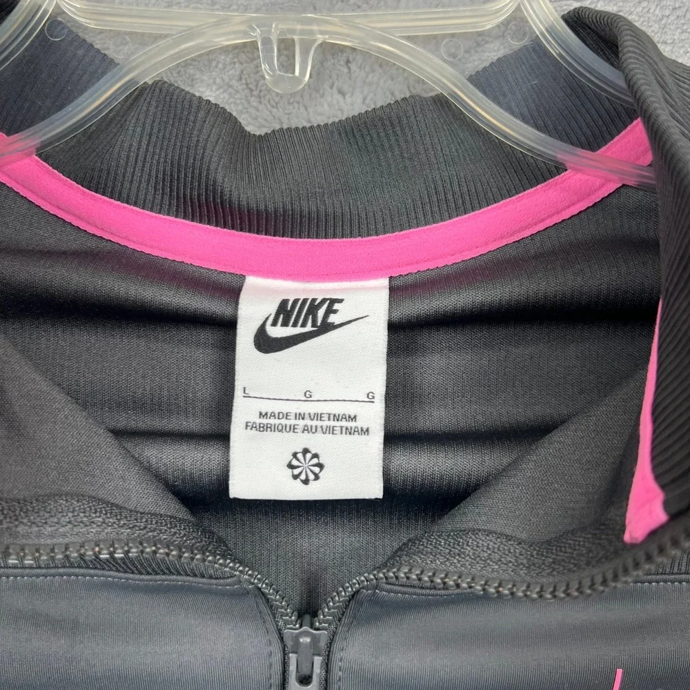 Nike Quarter-Zip Cropped Top Womens Large Black Pink Dri-FIT Ribbed Since 1972